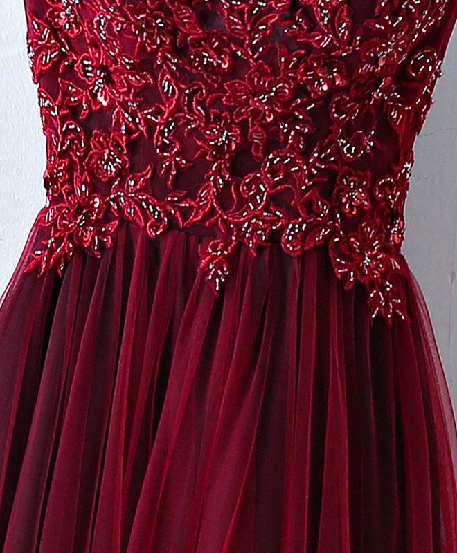 One Shoulder Burgundy Party Gowns, Charming Formal Gowns, Prom Dress