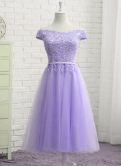 light purple tea length formal dress