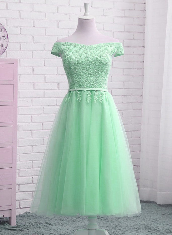 Beautiful Tulle Tea Length Bridesmaid Dress, Charming Party Dress