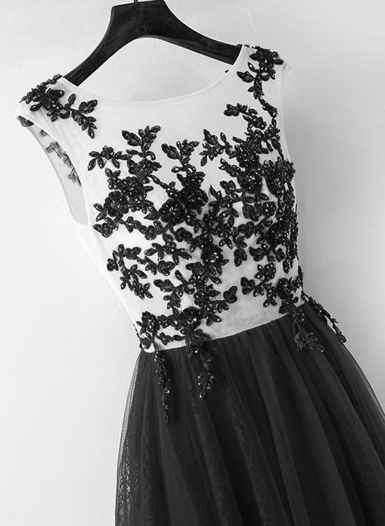 Elegant White and Black Tulle Party Dress, Black Evening Gowns, Black Cutedressy Elegant White and Black Tulle Party Dress, Black Evening Gowns, Black Cutedressy