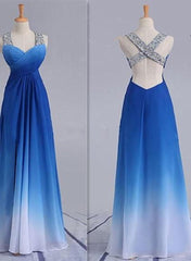Fashionable Gradient Blue Sequins Long Prom Dress, Blue Party Dress