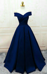 Fashionable Navy Blue Party Gown , Blue Prom Dress