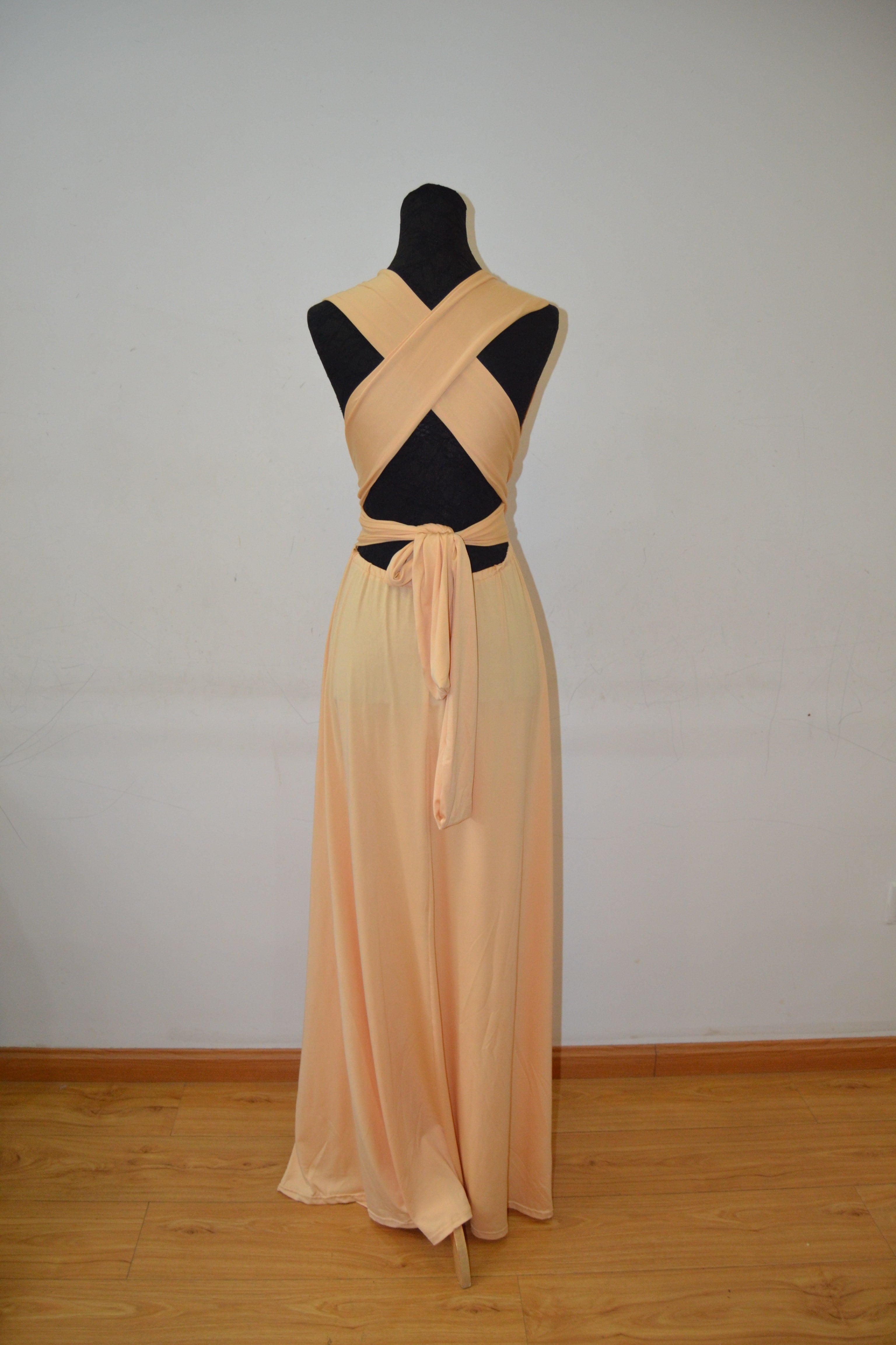 Long Spandex Light Champagne Multi Way Bridesmaid Dress, Convertible D Cutedressy Long Spandex Light Champagne Multi Way Bridesmaid Dress, Convertible D Cutedressy