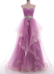Charming Tull Gowns, Pink-Purple Long Formal Dress, Prom Dress