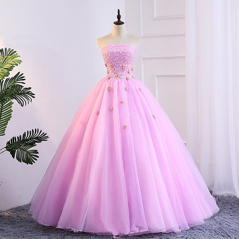 Pink Tulle Ball Gown Sweet 16 Party Dress, Pink Formal Dresses, Quince Cutedressy Pink Tulle Ball Gown Sweet 16 Party Dress, Pink Formal Dresses, Quince Cutedressy