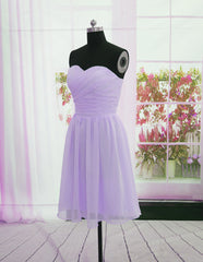 Beautiful Light Purple Chiffon Short Prom Dress, Bridesmaid Dress