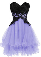 Lovely Lavender Short Prom Dresses , Lace Homecoming Dresses, Party Dresses