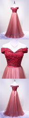 Red Tulle Sweetheart Lace Applique Evening Gown, Lovely Prom Dress