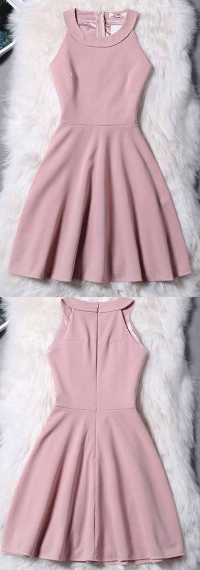 Chiffon Short A-line/Princess Evening Dresses, Pink Sleeveless Homecoming Dress
