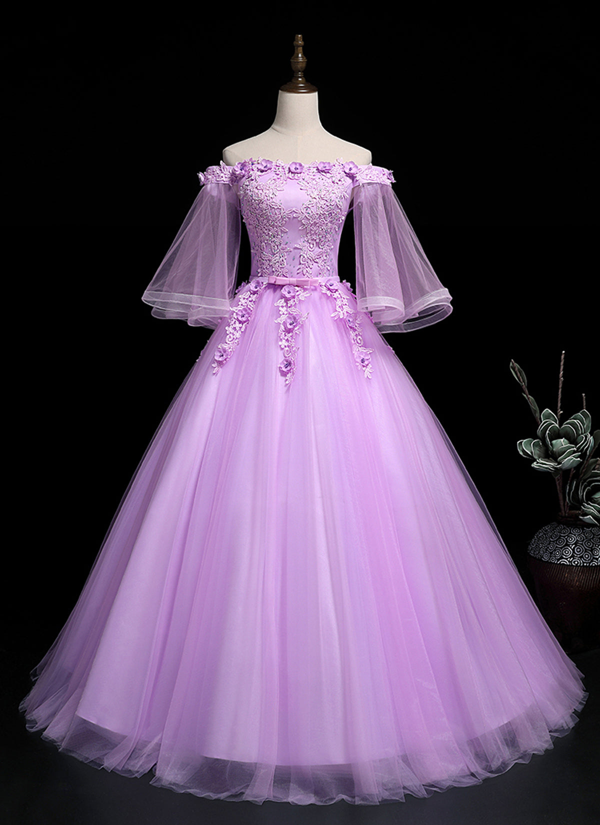 Adorable Lavender Sweet 16 Gown, Off Shoulder Party Dress