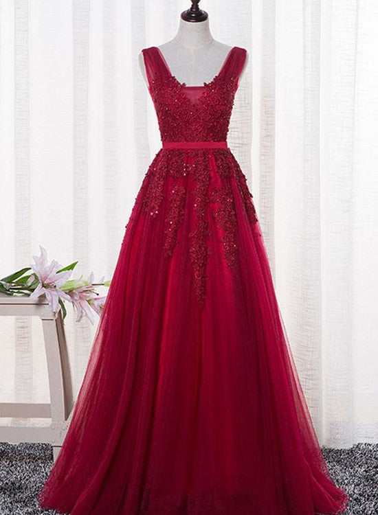 wine red party gown 2019