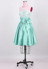 Light Blue Knee Length with Lace Detail Bridesmaid Dresses, Cute Bridesmaid Dress, Short Wedding Party Dresses