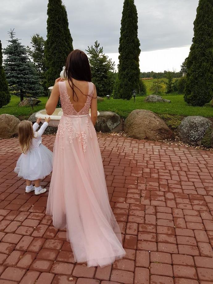 Beautiful Pink Tulle Handmade Party Dress, Lovely Prom Dresses