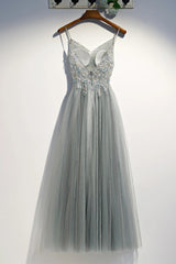 Gorgeous Straps V-neckline Long Party Dress, A-line Prom Dress Evening Dress