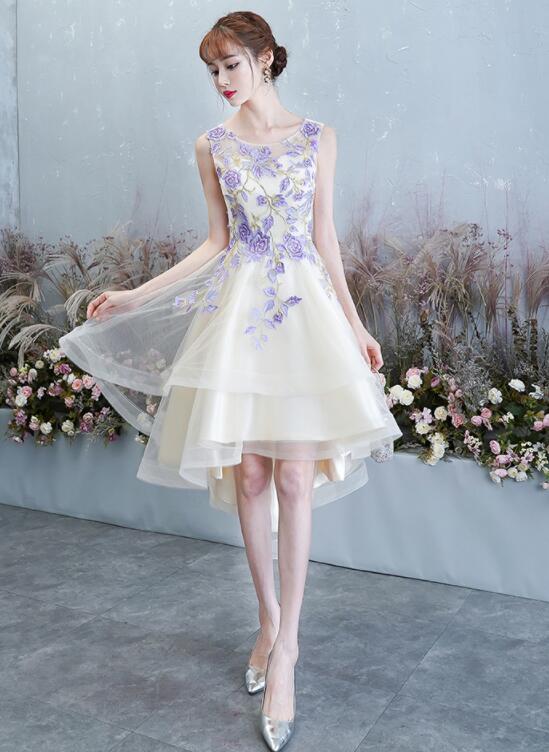 Lovely High Low Champagne Party Dress, Cute Short Homecoming Dress Pro Cutedressy Lovely High Low Champagne Party Dress, Cute Short Homecoming Dress Pro Cutedressy