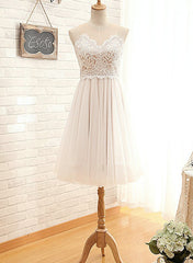 Ivory Lovely Bridesmaid Dresses, Short Prom Dresses, Wedding Party Dresses