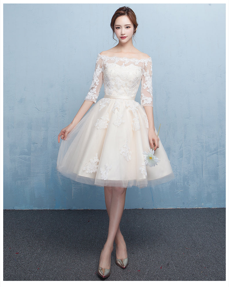 Off The Shoulder Tulle Prom Dress Ivory