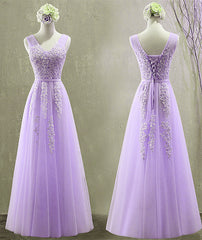 Pretty Lavender Tulle with Lace Applique Junior Prom Dress, New Formal Dress