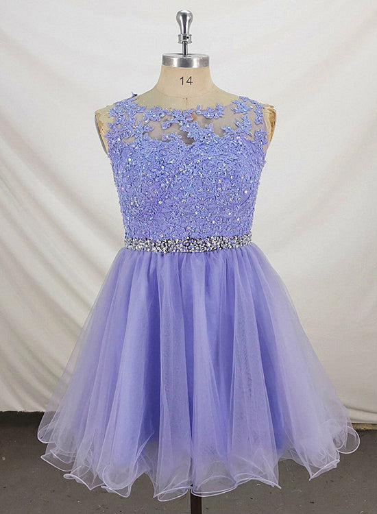 Lovely Lavender Tulle Short Handmade Party Dress, Knee Length Homecomi ...