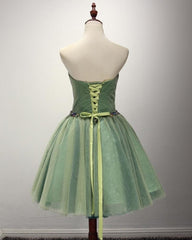Green Sweetheart Tulle Knee Length Party Dress , Green Homecoming Dresses