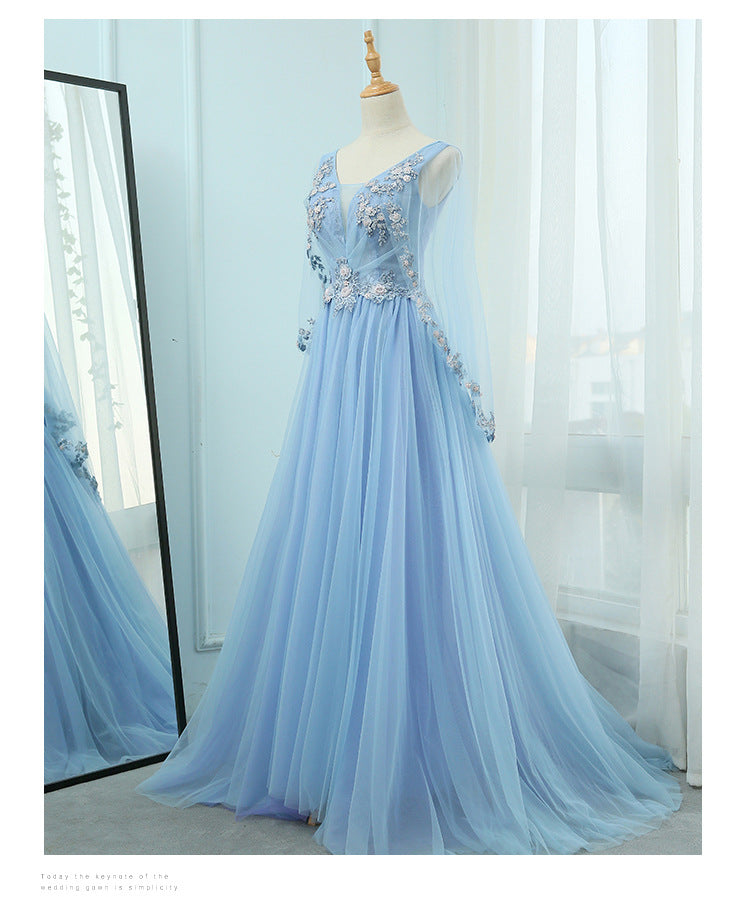 Beautiful Tulle Light Blue Floor Length Prom Dress, New Party Dress Cutedressy Beautiful Tulle Light Blue Floor Length Prom Dress, New Party Dress Cutedressy