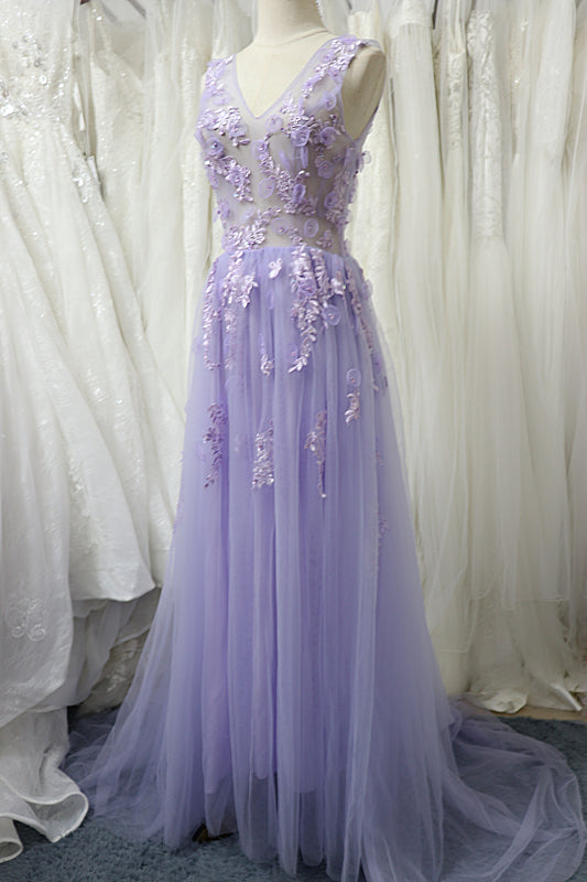 Party Dress Light Purple Dress Amazon Charming Tulle Floral Light Purple Long Party Dress, A-line Prom Party Dress Light Purple Dress Amazon Charming Tulle Floral Light Purple Long Party Dress, A-line Prom