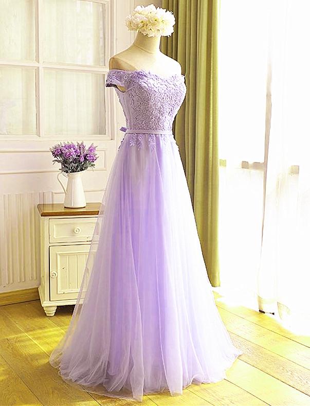 Elegant Light Purple Chiffon One Shoulder A-line Long Prom Dress Eveni –  DaintyBridal