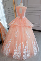 Peach Pink Tulle Princess Sweet 16 Party Dress, Quinceanera Dresses Formal Dress