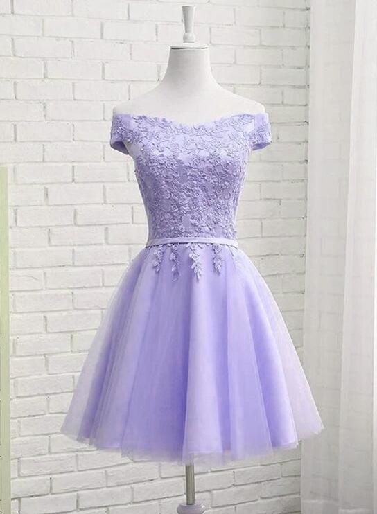 Charming Lavender Sweetheart Knee Length Homecomin Dress, Short Prom Dress