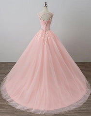 Pink Tulle Princess Gown, Sweet 16 Formal Dress, Ball Gowns