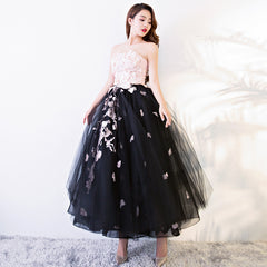 Black and Pink Tulle with Lace Flowers Formal Dress, High Quality Party Dress Formal Dress