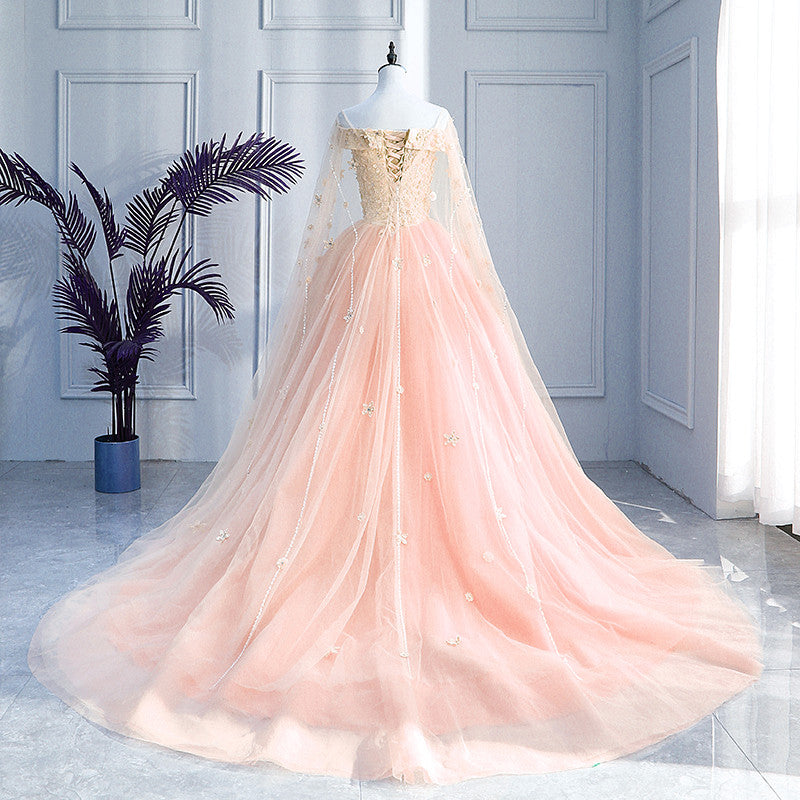 Pink Off Shoulder Tulle with Flowers Ball Gown Sweet 16 Dress, Pink Qu Cutedressy Pink Off Shoulder Tulle with Flowers Ball Gown Sweet 16 Dress, Pink Qu Cutedressy