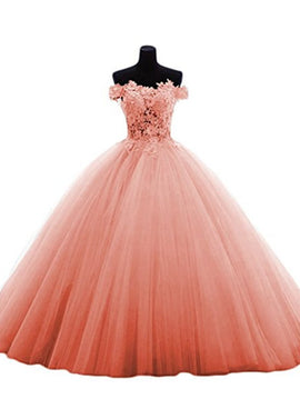 Lovely Tulle Ball Gown Sweetheart Lace Applique Formal Dress, Quinceanera Dresses