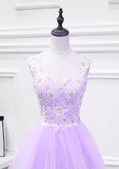 Cute Lavender Teen Girls Formal Dresses, Beautiful Party Dress with Applique, Handmade Formal Dress