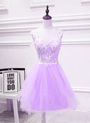 Cute Lavender Teen Girls Formal Dresses, Beautiful Party Dress with Applique, Handmade Formal Dress