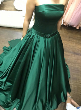 Gorgeous Green Party Dresses, Green Prom Gowns, Satin Evening Dresses