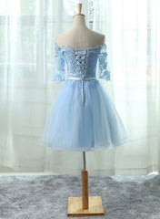Light Blue Charming Homecoming Dresses, Lovely Short Prom Dresses, Formal Dresses