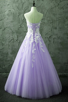 Lovely Light Purple Tulle Sweetheart Prom Gown, Tulle Sweet 16 Dresses