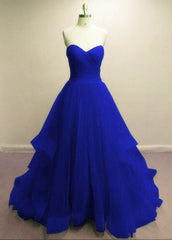 Tulle Prom Dresses, A-line Royal Blue Party Dresses, Formal Gowns