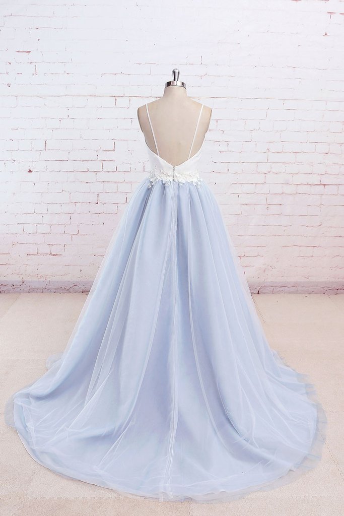 Blue Straps Sweetheart Long Formal Dresses, Prom Dresses, Elegant Evening Gowns