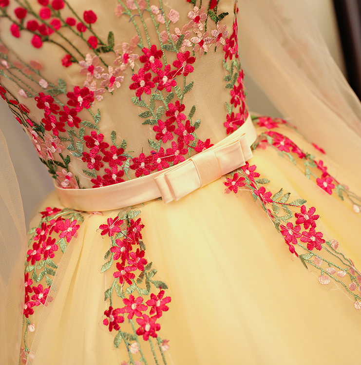 Beautiful Light Yellow Long Sleeves Quinceanera Dress, Ball Gown Sweet Cutedressy Beautiful Light Yellow Long Sleeves Quinceanera Dress, Ball Gown Sweet Cutedressy