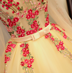 Beautiful Light Yellow Long Sleeves Quinceanera Dress, Ball Gown Sweet 16 Dress