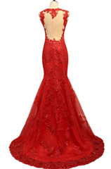 Red Mermaid Charming Evening Gowns, Red Junior Prom Dress, Party Dress