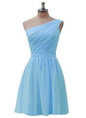 one shoulder chiffon bridesmaid dress
