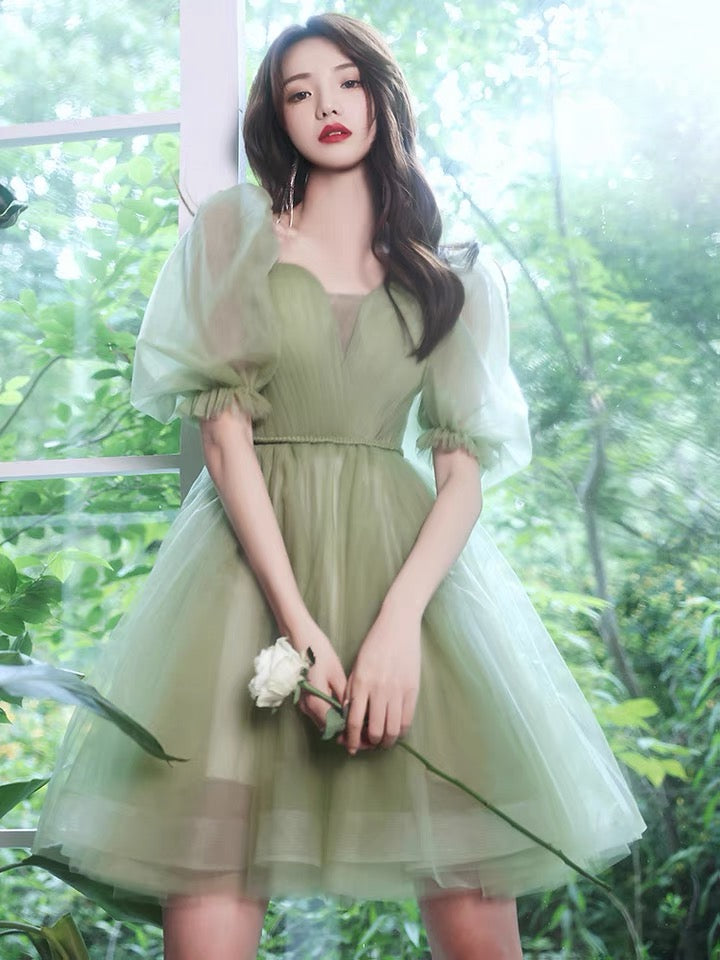 green off the shoulder hoco dress A-Line Off the Shoulder Sage Green Short Homecoming Dress with Appliqu FancyVestido
