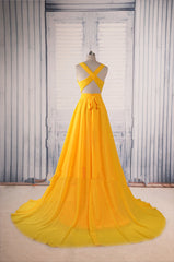 Sexy Yellow Long Formal Dress, Yellow Party Dress, Sexy Party Dresses