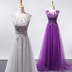 Charming Tulle Grey Party Dress Long, Tulle Bridesmaid Dress