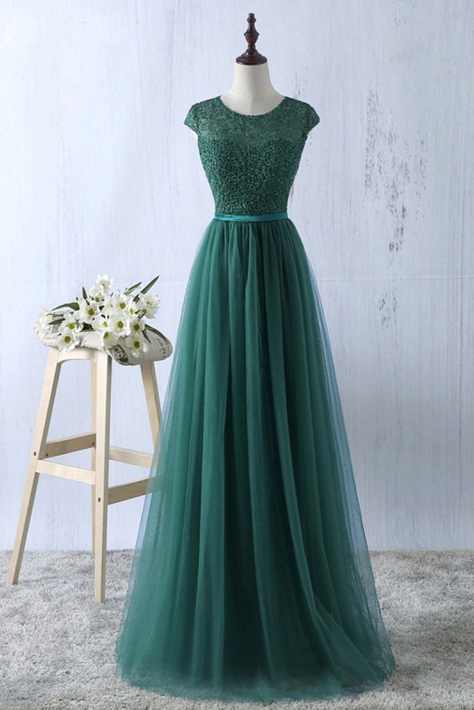 Navy Blue Lace and Tulle Long Bridesmaid Dresses, Pretty Simple Brides Cutedressy Navy Blue Lace and Tulle Long Bridesmaid Dresses, Pretty Simple Brides Cutedressy