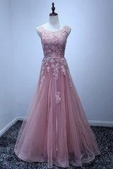 Pink Beautiful A-ling Floor Length Party Dress, Charming Pink Bridesmaid Dresses