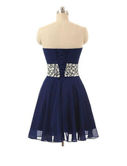Lovely Chiffon Beaded Blue Homecoming Dress, Short Prom Dress